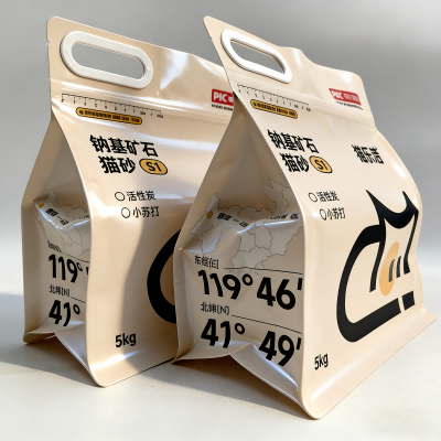 Borsa per lettiera per gatti sigillata su otto lati con maniglia con cerniera