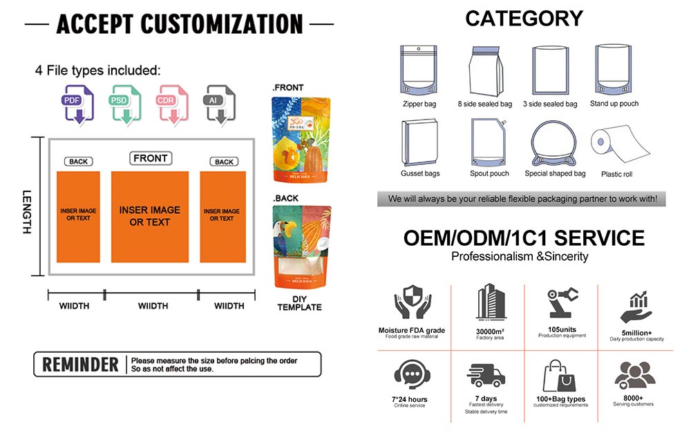 High-temperature steam-cooked bags for dried fruits, nuts, snacks and food